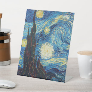 Signe De Table Van Gogh Nuit Étoilée Vintage Bleu Chef-d'œuvre