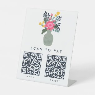 Signe De Table VASE À FLEURS Marché de fleuriste personnalisé QR