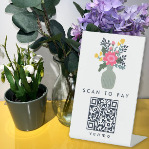 Signe De Table VASE À FLEURS Marché de fleuriste personnalisé QR