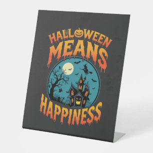 Signe De Table Vecteur de maison hantée de bonheur d'Halloween