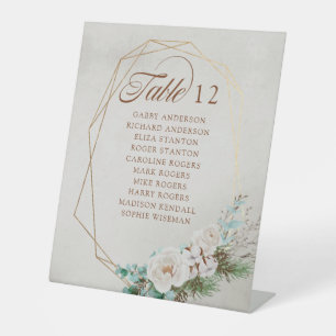 Signe De Table Végétation d'hiver Rose blanche Mariage Table assi