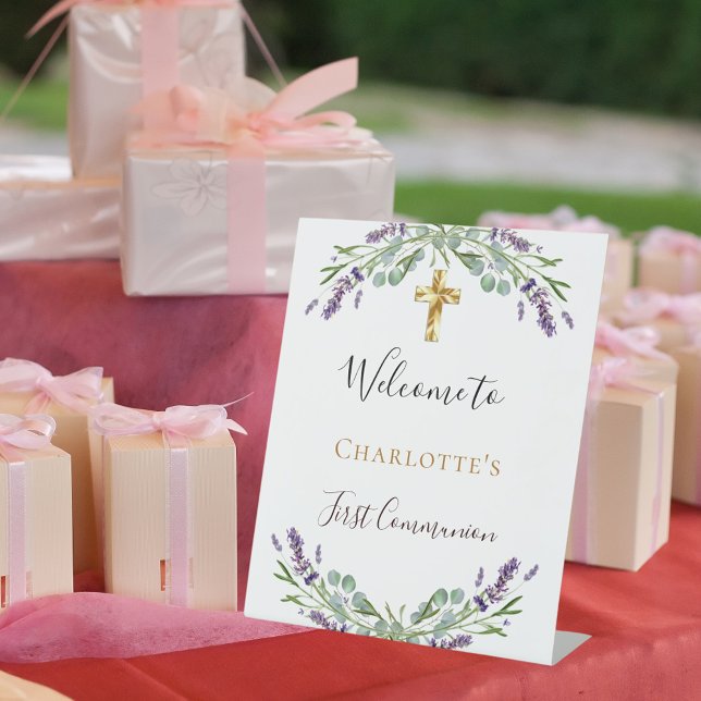 Signe De Table Végétation fleurie lavande Première communion bien (Créateur téléchargé)