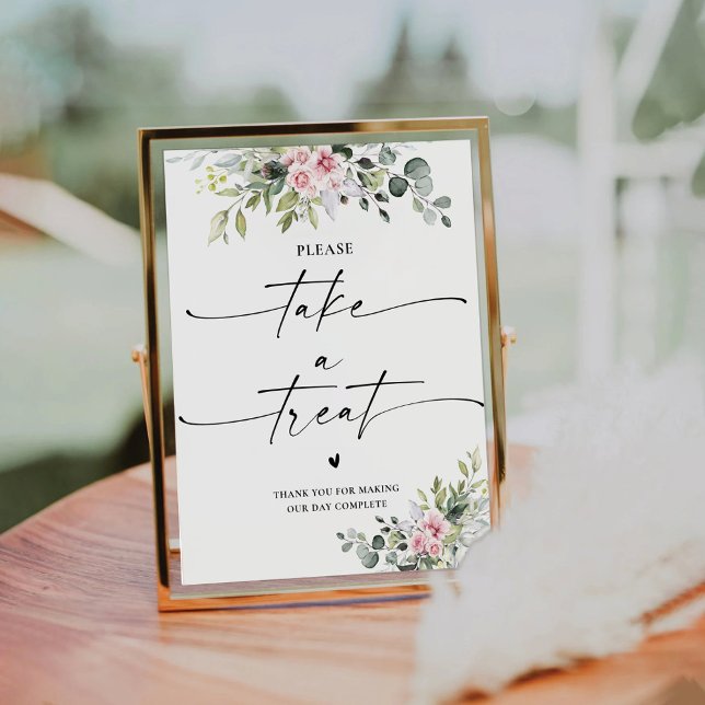 Signe De Table Végétation Rose Et Bleu Prenez Un Symbole (Créateur téléchargé)