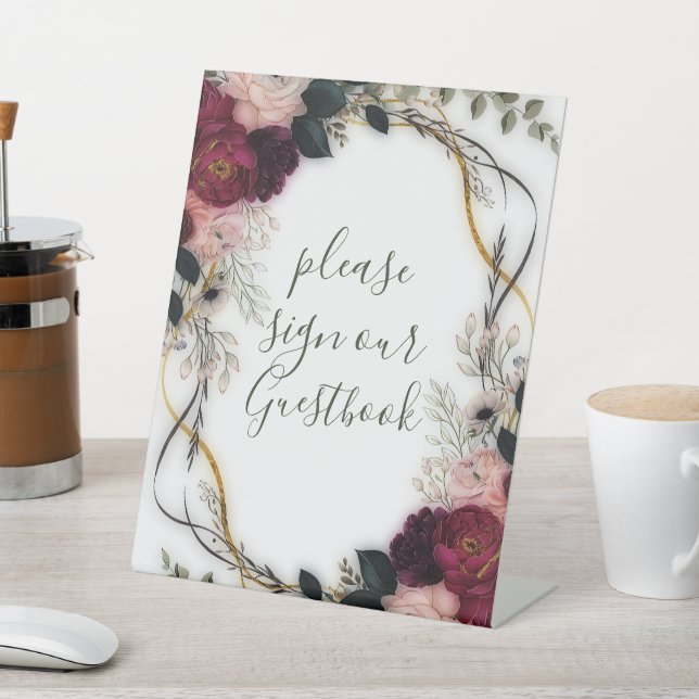 Signe De Table Velvet Plum Garden Floral Greenery Wedding  (In SItu)