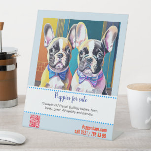 Signe De Table Vendeur de jolies illustrations de Bouledogues Fra