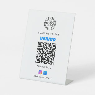 SIGNE DE TABLE VENMO QR CODE ANALYSER POUR PAYER VOTRE LOGO