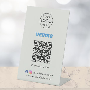 Signe De Table Venmo QR Code Payment Scan to Pay Business Gray
