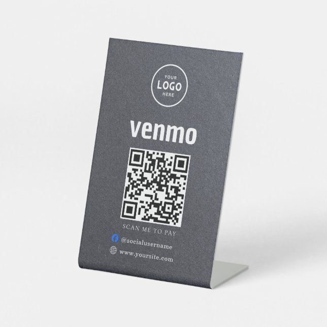 Signe De Table Venmo QR Code Payment | Scan to Pay Business Logo (Recto)