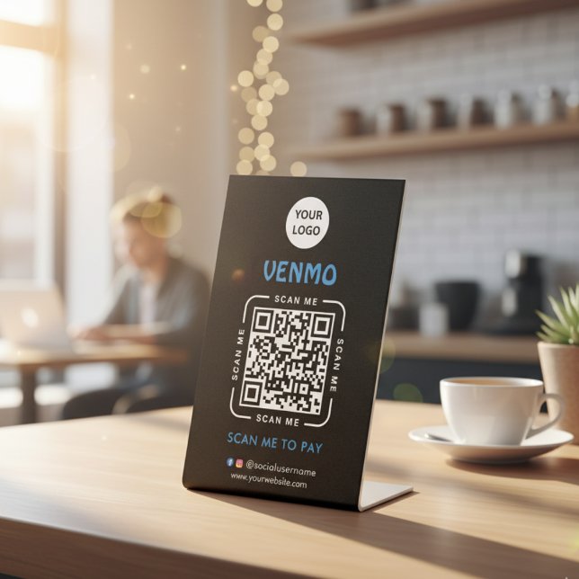 Signe De Table Venmo QR Code Payment | Scan to Pay Business Logo (Créateur téléchargé)