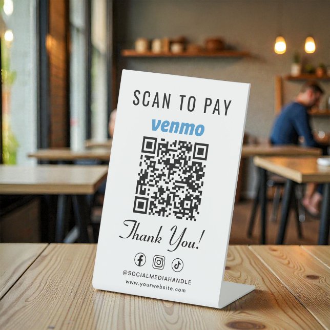 Signe De Table Venmo Scan to Pay QR Code Tabletop (Venmo Scan to Pay QR Code Tabletop Pedestal Sign)