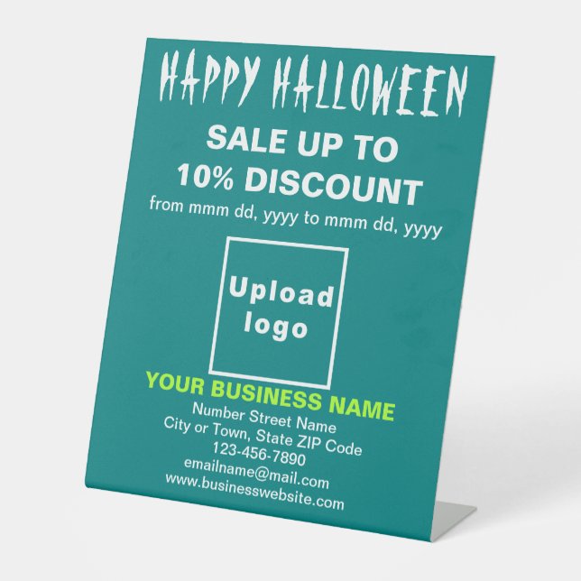 Signe De Table Vente commerciale d'Halloween sur le vert cyan (Recto)
