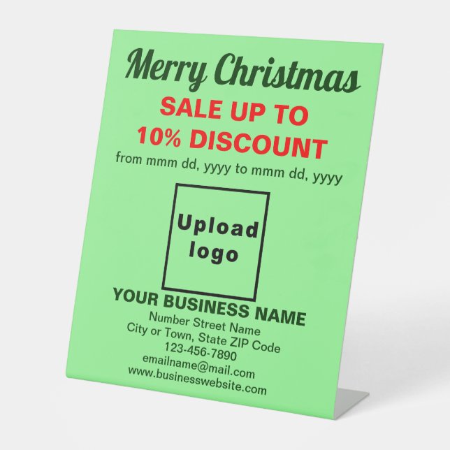 Signe De Table Vente de Noël d'affaires sur le vert clair (Recto)