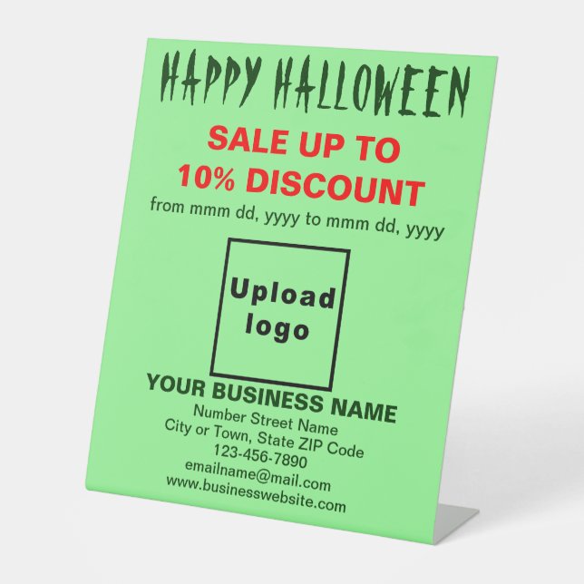 Signe De Table Vente d'Halloween d'affaires en vert clair (Recto)