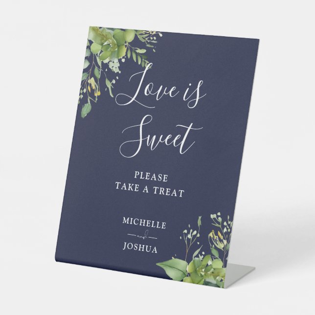 Signe De Table Verdure Bleu Marine L'Amour est doux Faveurs (Recto)