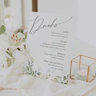 Signe De Table Verdure et or | Menu Boissons Mariages