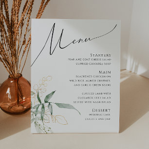 Signe De Table Verdure et or Menu Mariage