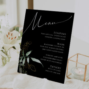Signe De Table Verdure et or   Menu Mariage noir