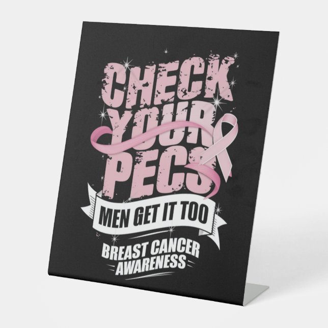 Signe De Table Vérifiez votre Pecs Hommes Sensibilisation au canc (Recto)