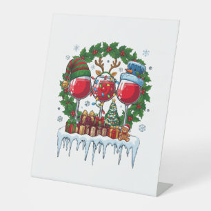 Signe De Table Verres à vin rouge de Noël Couronne de houx Bonhom