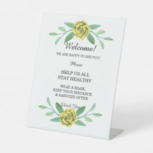 Signe De Table Vert floral jaune Feuillage Mariage sécurité