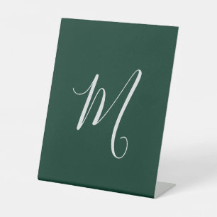 Signe De Table Vert foncé uni élégant moderne monogramme propre n