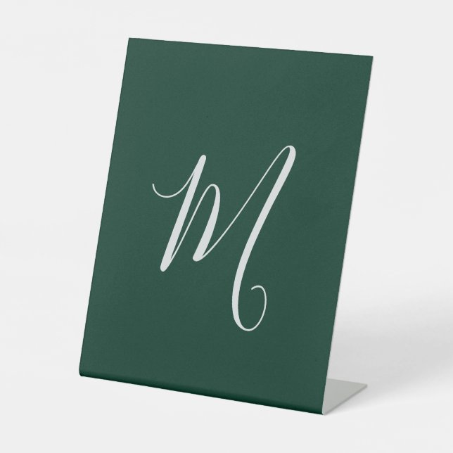 Signe De Table Vert foncé uni élégant moderne monogramme propre n (Recto)
