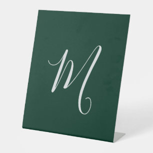 Signe De Table Vert foncé uni élégant moderne monogramme propre n