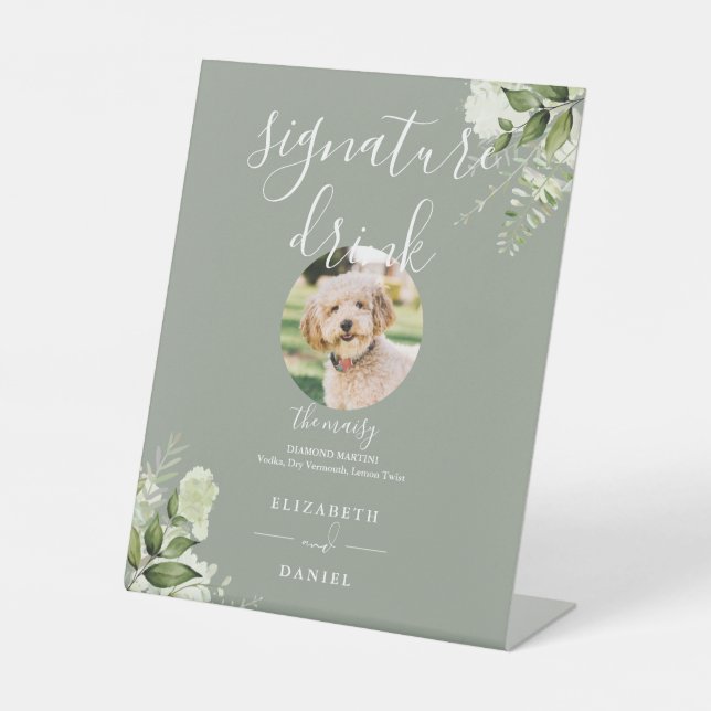 Signe De Table Vert Sage Vert Mariage Animaux de compagnie Signat (Recto)