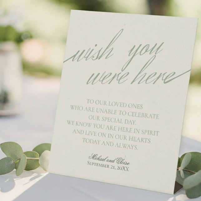 Signe De Table Vert Sauge de Remembrance En Mémoire Affectueuse M (Honor the loved ones who are forever in your heart with this Green In Loving Memory Wedding Sign!)