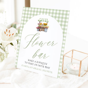 Signe De Table Vert Sauge Gingham Fraîchement Arrivee Fleur Bar
