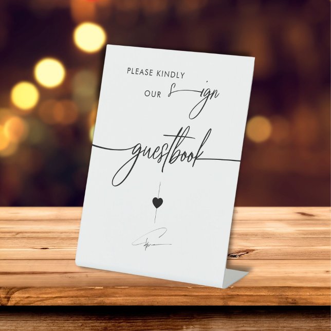 Signe De Table Veuillez Signer Notre Livre D'Invité Calligraphie (Créateur téléchargé)