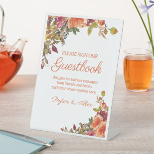 Signe De Table Veuillez Signer Notre Livre D'Or Mariage Orange Bo