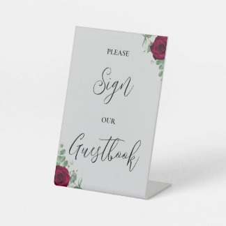 Signe De Table Veuillez signer notre livre d'or Rose Rouge