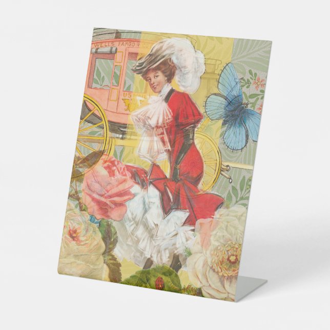 Signe De Table Victorian Lady Woman Fun Carriage (Recto)