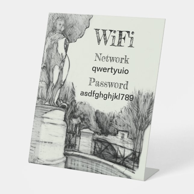 Signe De Table Vieille fontaine dans le parc avec garçon sculpté (Recto)