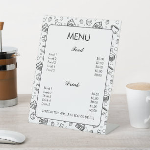 Signe De Table Viennoiseries de gâteau blanc noir Boulangerie Men