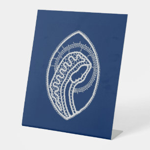 Signe De Table Vierge Marie, dentelle blanche, bleu marine