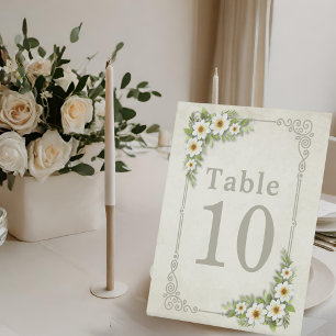 Signe De Table Vintage blanc marguerite Floral romantique Rustiqu