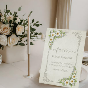 Signe De Table Vintage blanc marguerite Floral romantique Rustiqu