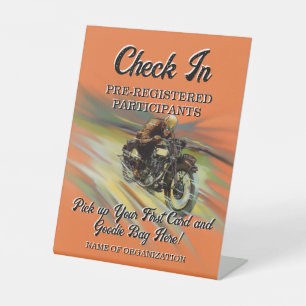 Signe De Table Vintage Look Motorcycle Poker Run Personnalisé