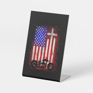 Signe De Table Vintage Motorcycle USA Drapeau Foi chrétienne pour