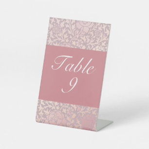 Signe De Table Vintage Pastel rose argent Mariage floral