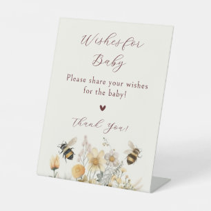 Signe De Table Voeux Pour Bébé Baby shower Bee Fleur sauvage Flor