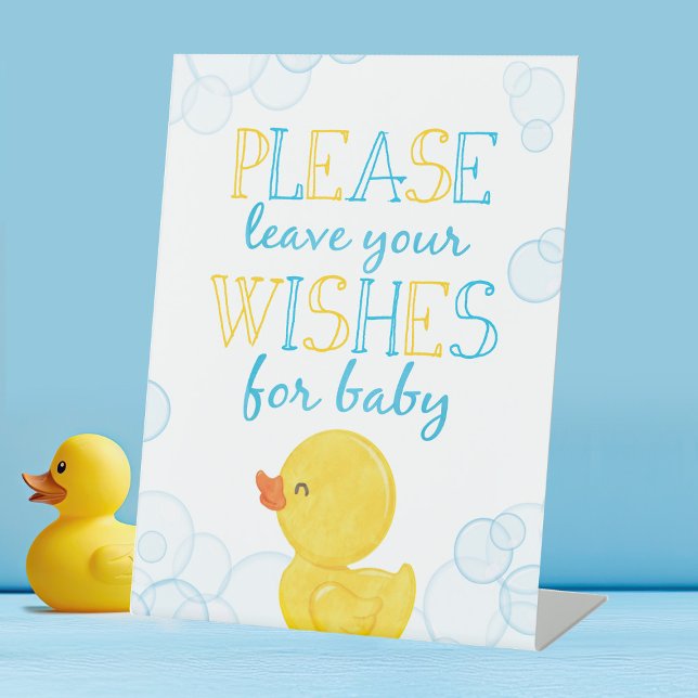 Signe De Table Voeux pour bébé Baby shower de canard en caoutchou (Wishes for Baby Rubber Duck Baby Shower Advice for Baby Sign)
