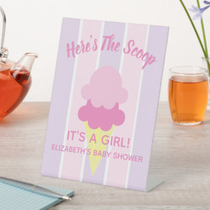 Signe De Table Voici le Baby shower d'été de la crème glacée Scoo