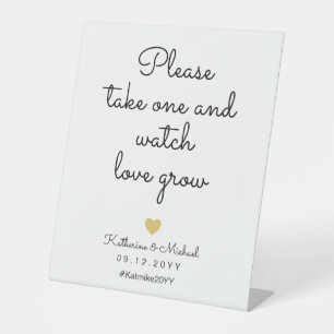 Signe De Table Voir l'amour grandir Élégant Plante mariage Faveur