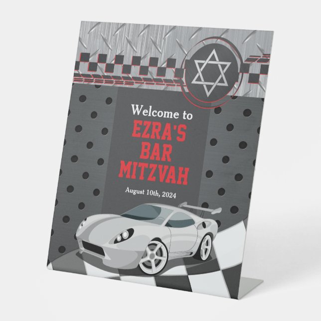 Signe De Table Voiture Racecar Bar Mitzvah (Recto)