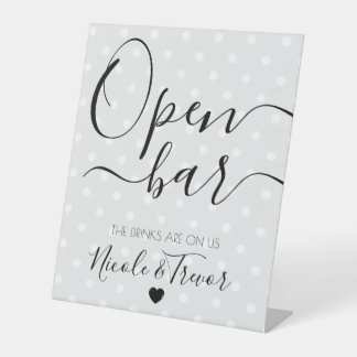 Signe De Table Vos noms personnalisés - Calligraphie points gris