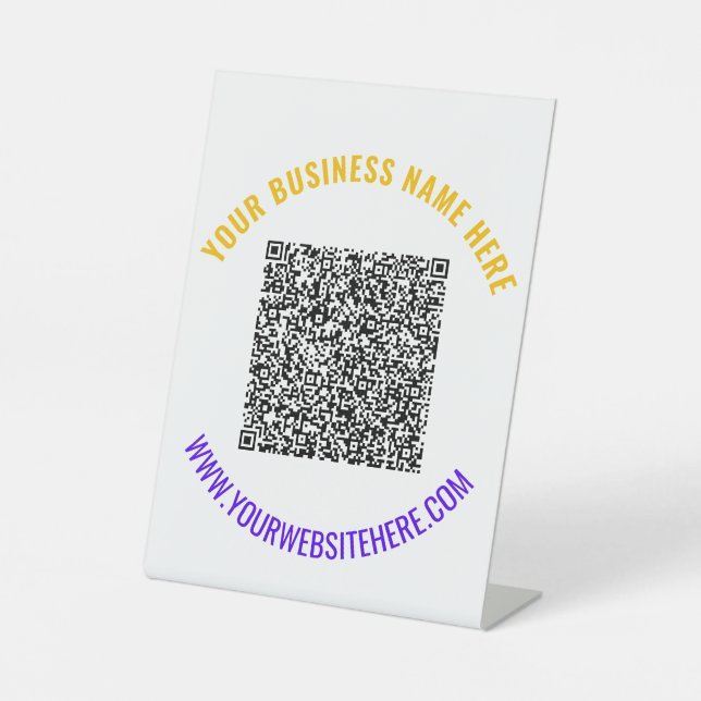 Signe De Table Votre code QR Code Pedestal Signal texte et couleu (Recto)