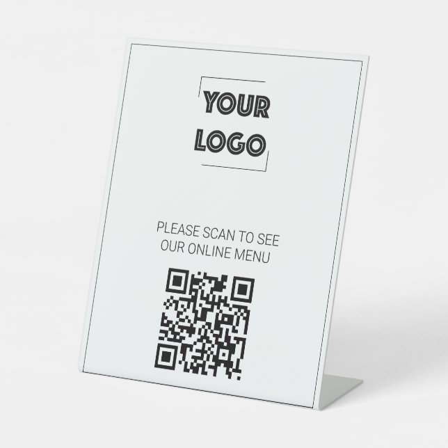 Signe De Table Votre code QR de menu personnalisé avec logo (Recto)